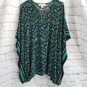 MK Paisley Print Kaftan Style Tunic Top Sm - NWOT